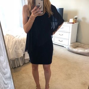 One shoulder navy mini dress